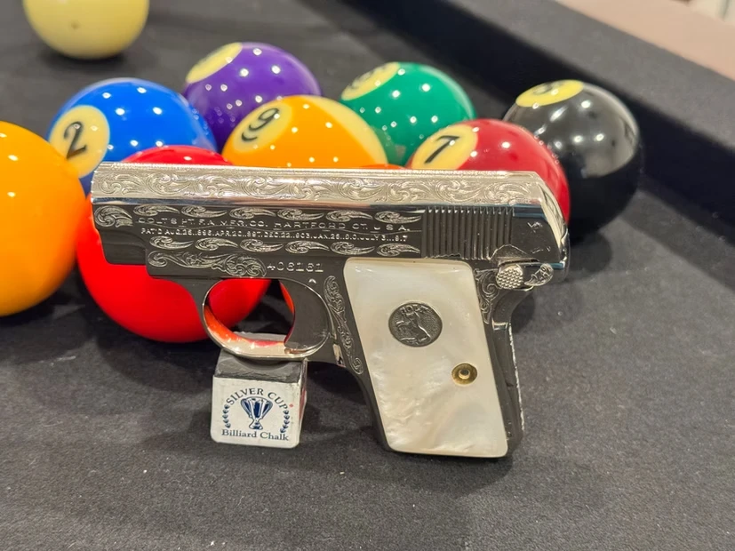A firearm with a custom grip.