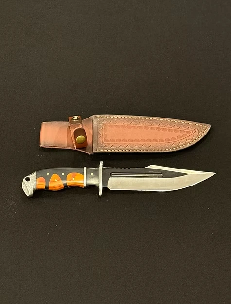 A sheath with a bowie knife.