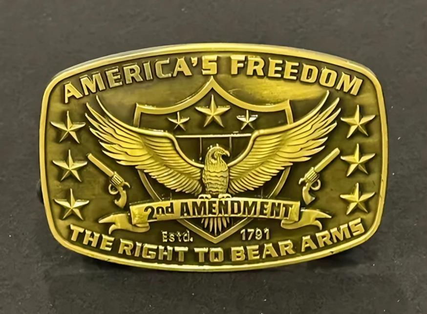 A freedom-based belt buckle.