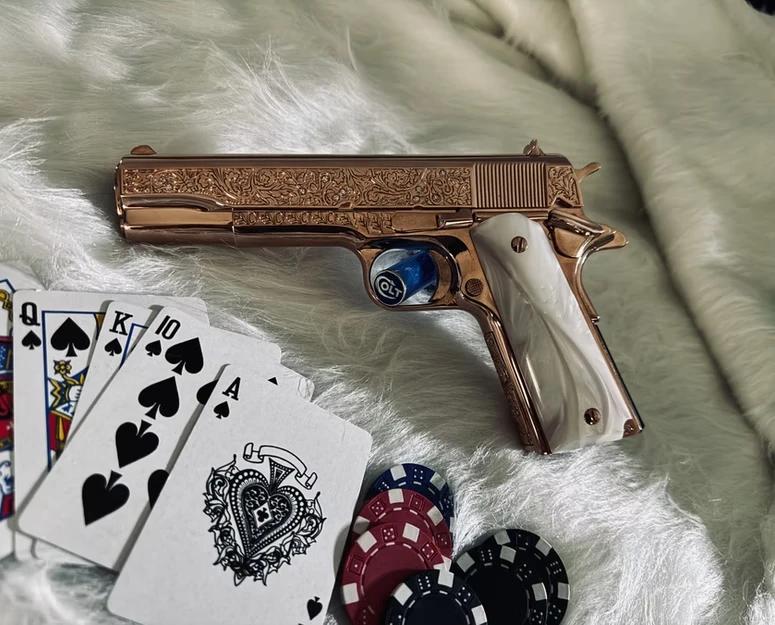 A gun with intense details.