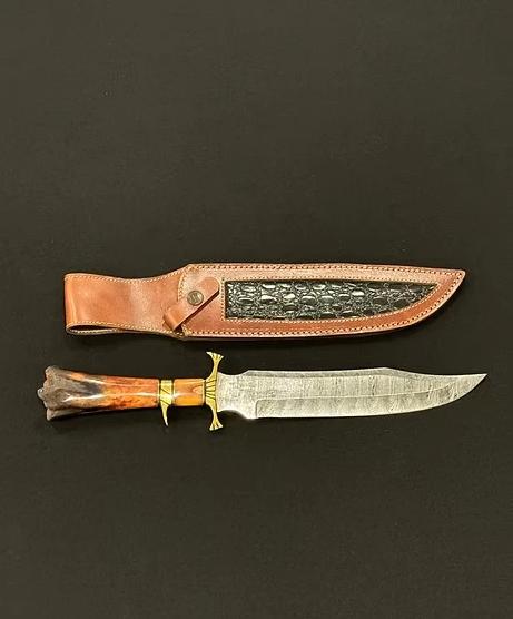 A knife with a brown blade