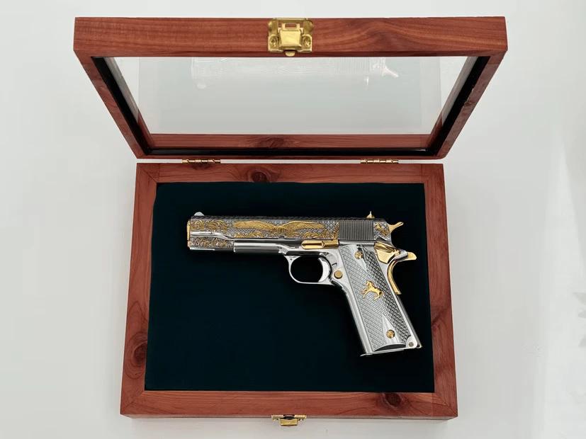 A gun with electroplating.