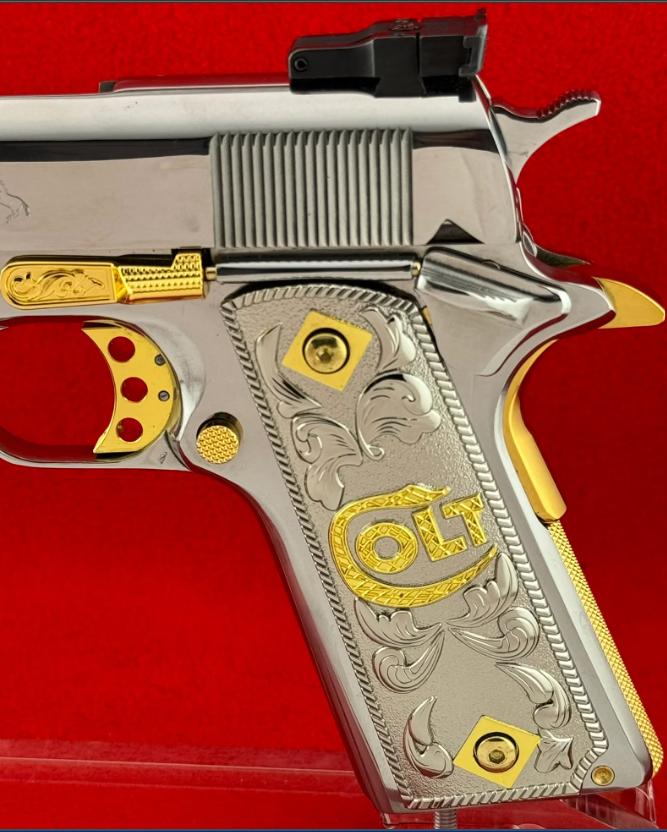 Custom engraving on firearm.